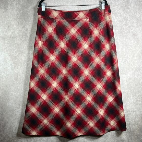 Pendleton Skirt Womens 14 Red Black Tartan Plaid Wool A-Line Career Scottish - Picture 6 of 13